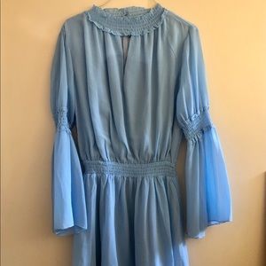 High collar dress with flare sleeves